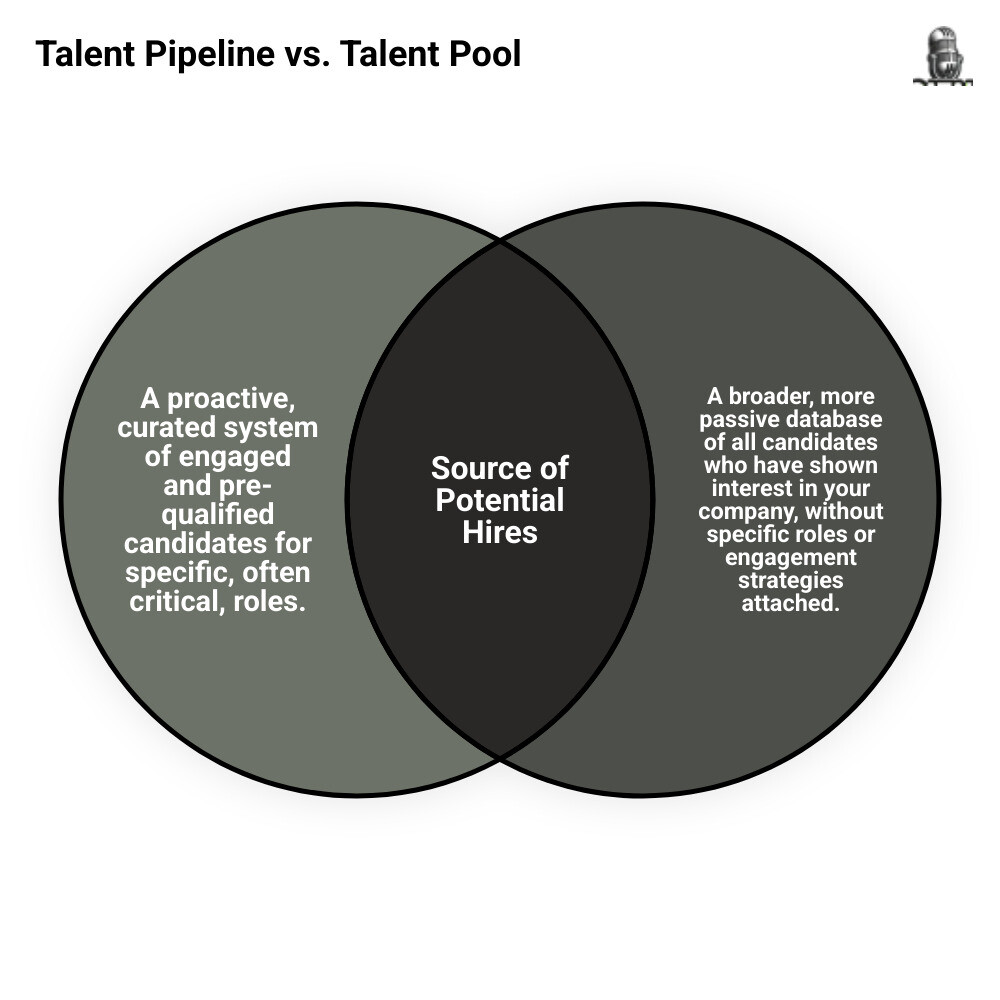 infographic explaining the difference between a talent pipeline and a talent pool - talent pipeline development infographic venn_diagram infographic explaining the difference between a talent pipeline and a talent pool - talent pipeline development infographic venn_diagram