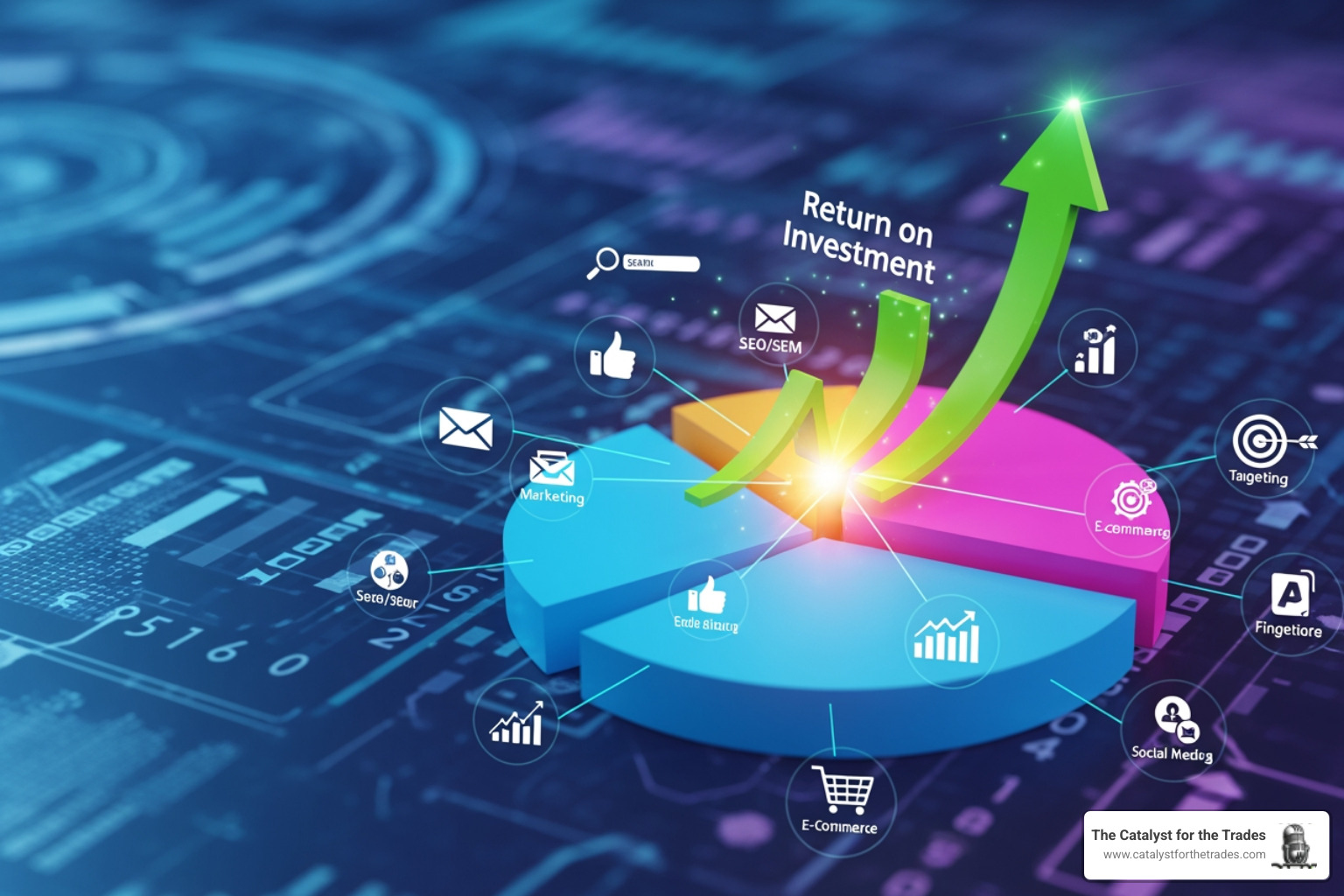 Infographic showing the digital marketing ROI formula with a breakdown of key components: Revenue generated minus Marketing costs divided by Marketing costs multiplied by 100 equals ROI percentage. Includes visual examples of strong 5:1 ratio, exceptional 10:1 ratio, and weak 2:1 ratio with color-coded indicators. Bottom section highlights five key benefits of tracking ROI: justify marketing budgets, identify high-performing channels, make data-driven decisions, optimize spending allocation, and demonstrate business value - digital marketing roi Infographic showing the digital marketing ROI formula with a breakdown of key components: Revenue generated minus Marketing costs divided by Marketing costs multiplied by 100 equals ROI percentage. Includes visual examples of strong 5:1 ratio, exceptional 10:1 ratio, and weak 2:1 ratio with color-coded indicators. Bottom section highlights five key benefits of tracking ROI: justify marketing budgets, identify high-performing channels, make data-driven decisions, optimize spending allocation, and demonstrate business value - digital marketing roi