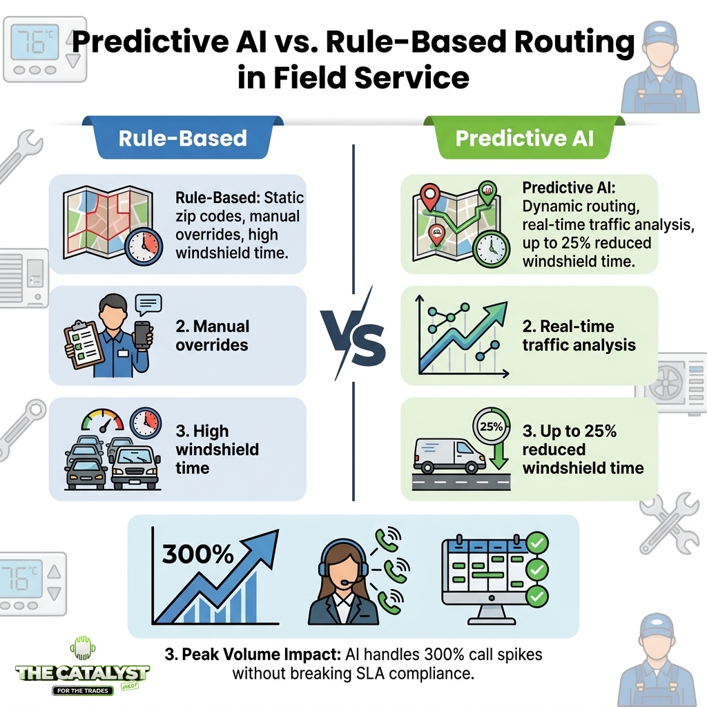 Predictive AI vs. Rule-Based Routing in Field Service