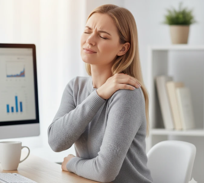 pessoa com dor no ombro