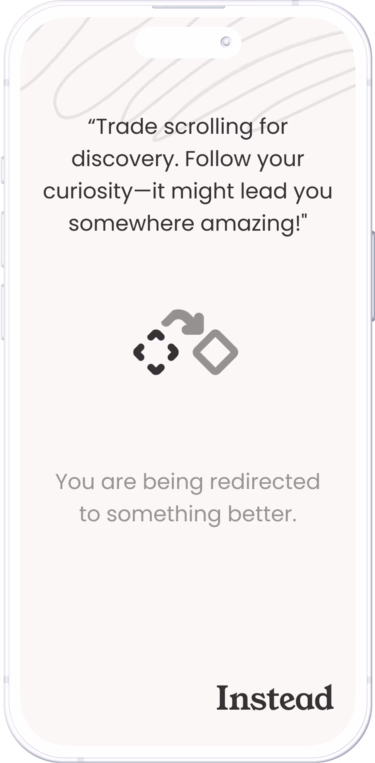 Mockup of app showing inspirational quote screen