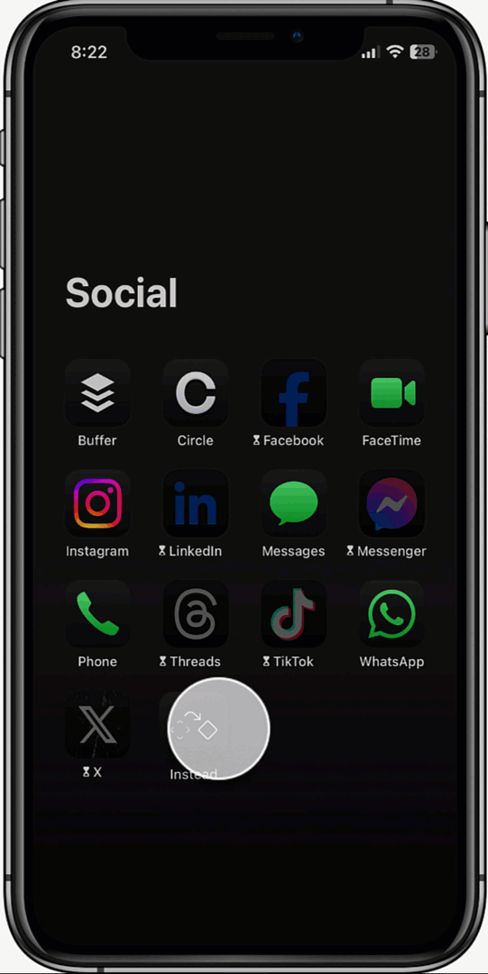 A custom gif showing functionality and value prop of Instead app