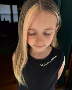 My sweet little bean 💗🧡 tune in soon for her next new look! #braids #kidsbraids #summerhai