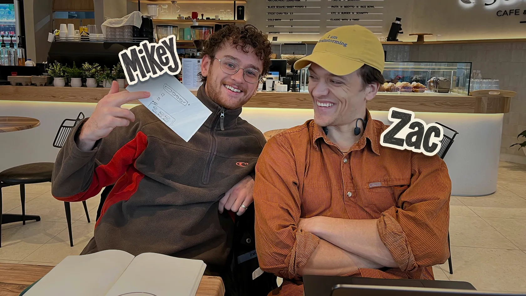 Founders — Zac and Mikey Unjumble co-founders Zac Kelly and Mikey Naughton standing side by side.