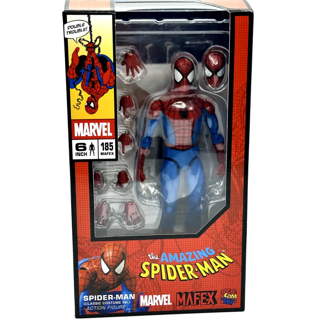 spider-man classic costume toy by mafex no.185 for sale at the wiseguys barbershop in glenhaven