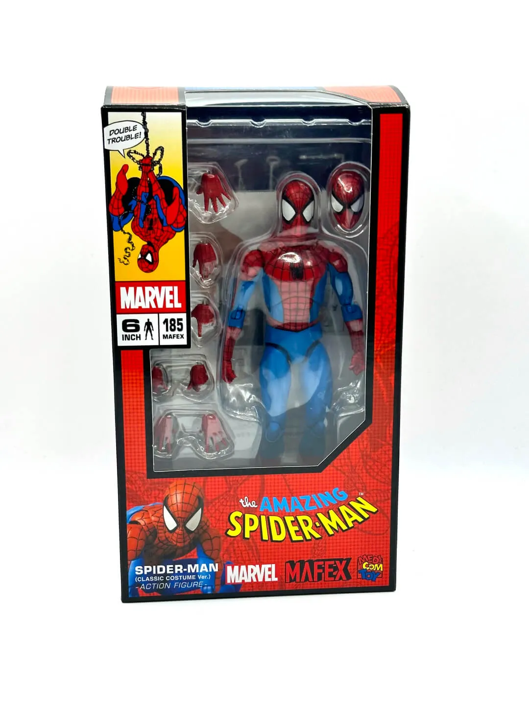 spider-man classic costume toy by mafex no.185 for sale at the wiseguys barbershop in glenhaven