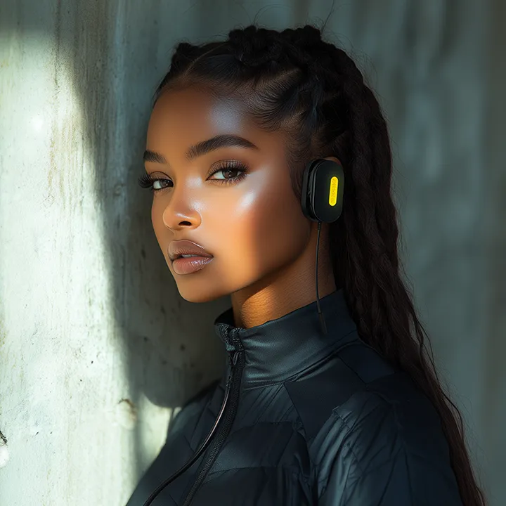 woman with earphones