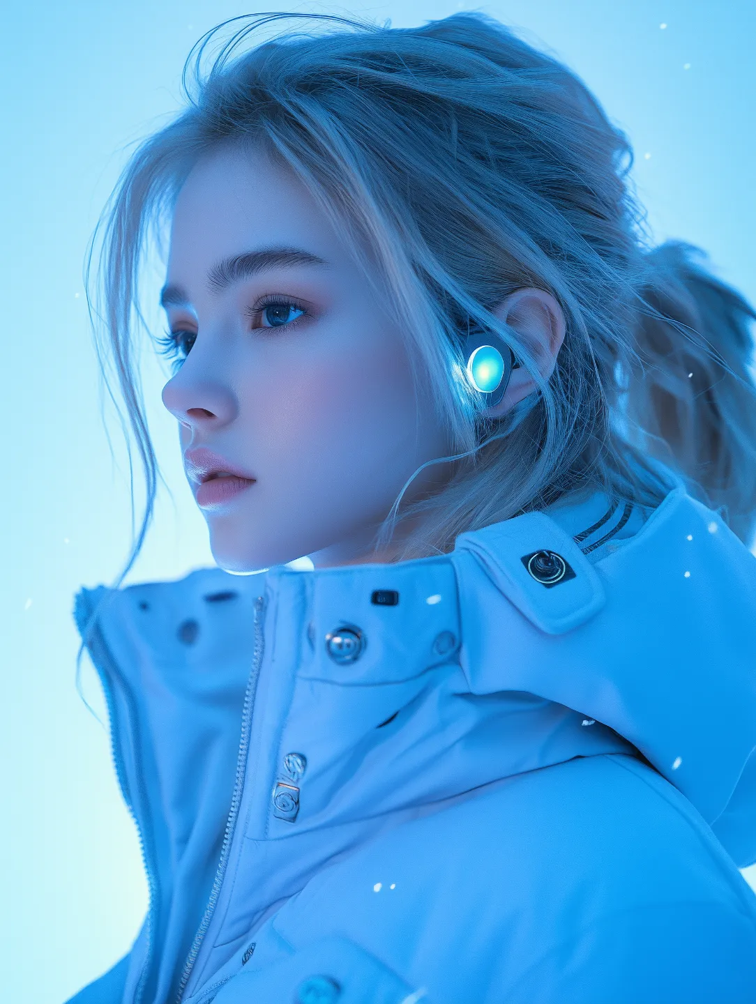 woman with earphone