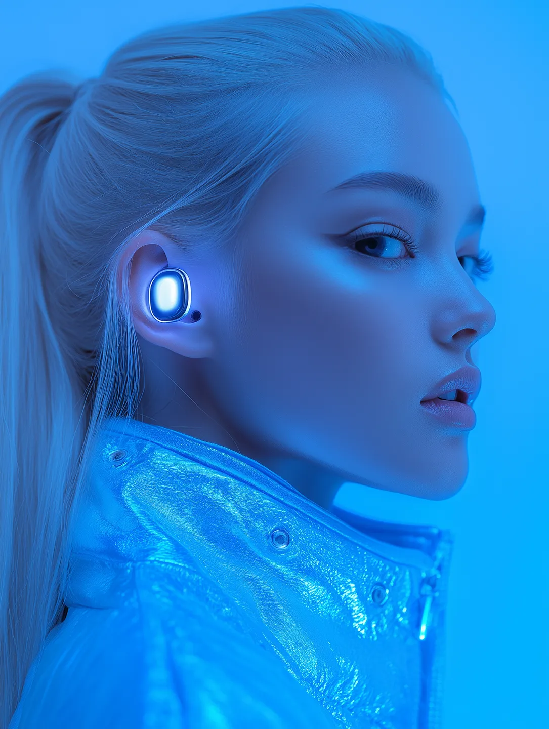 woman with earphone