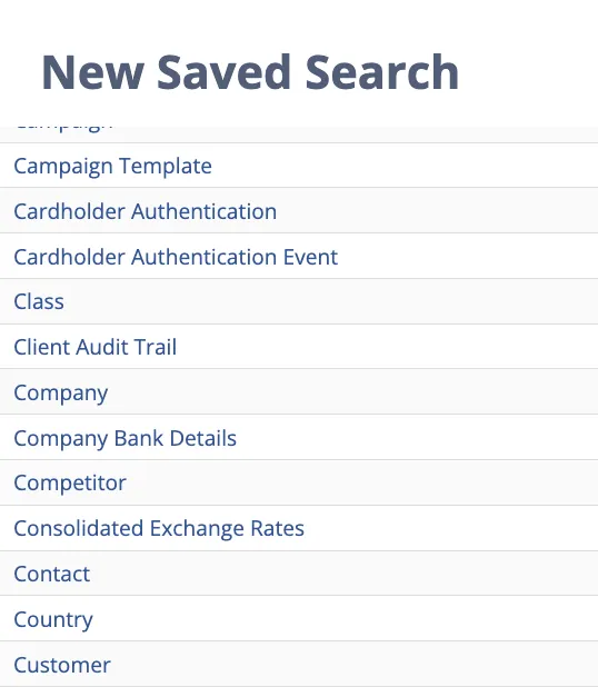 List of search types