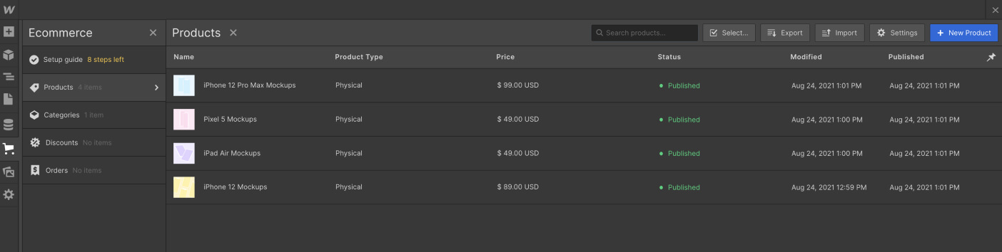 eCommerce Collections - You X Webflow Template