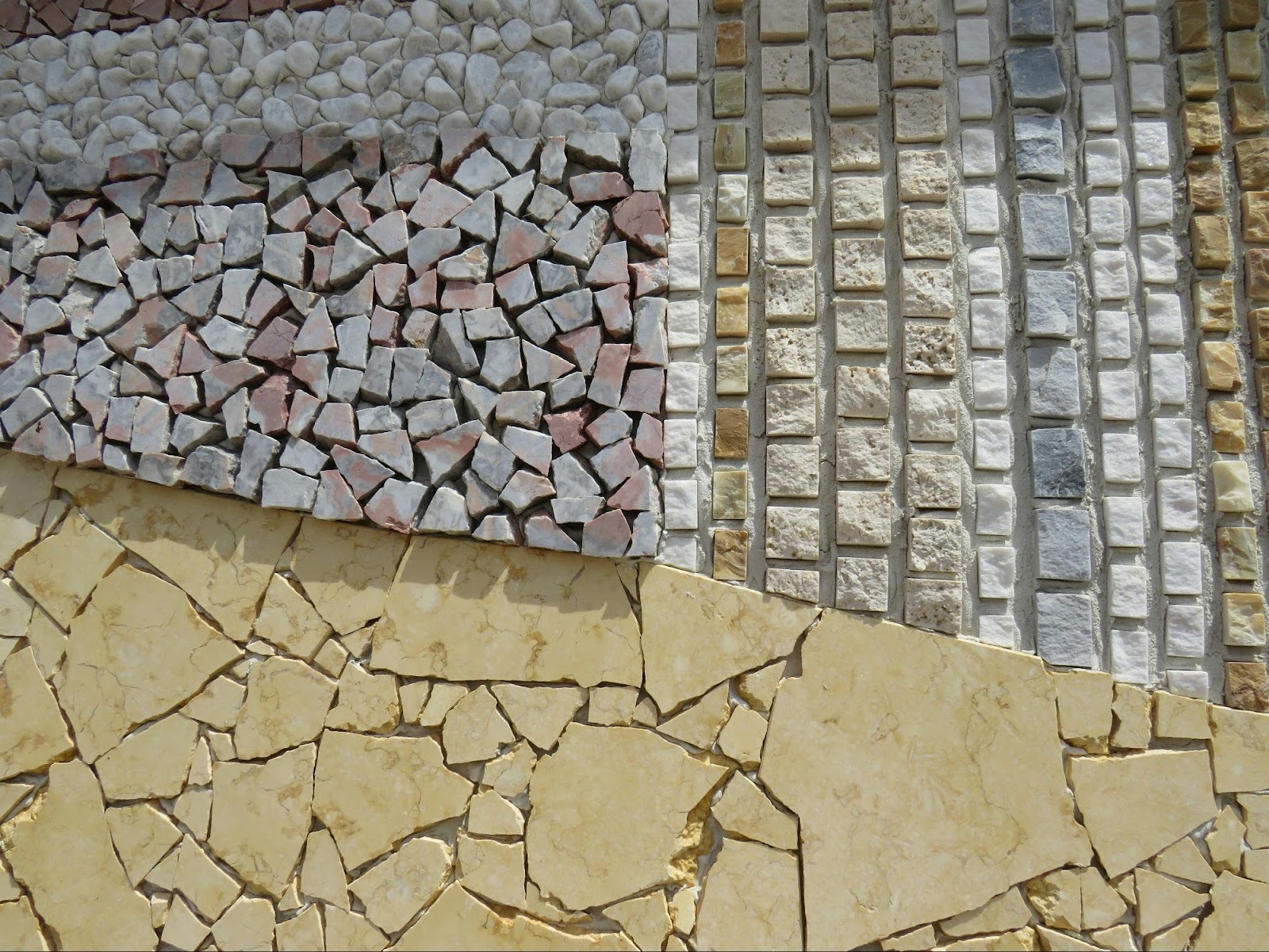 Various pervious driveway materials displayed in a layout