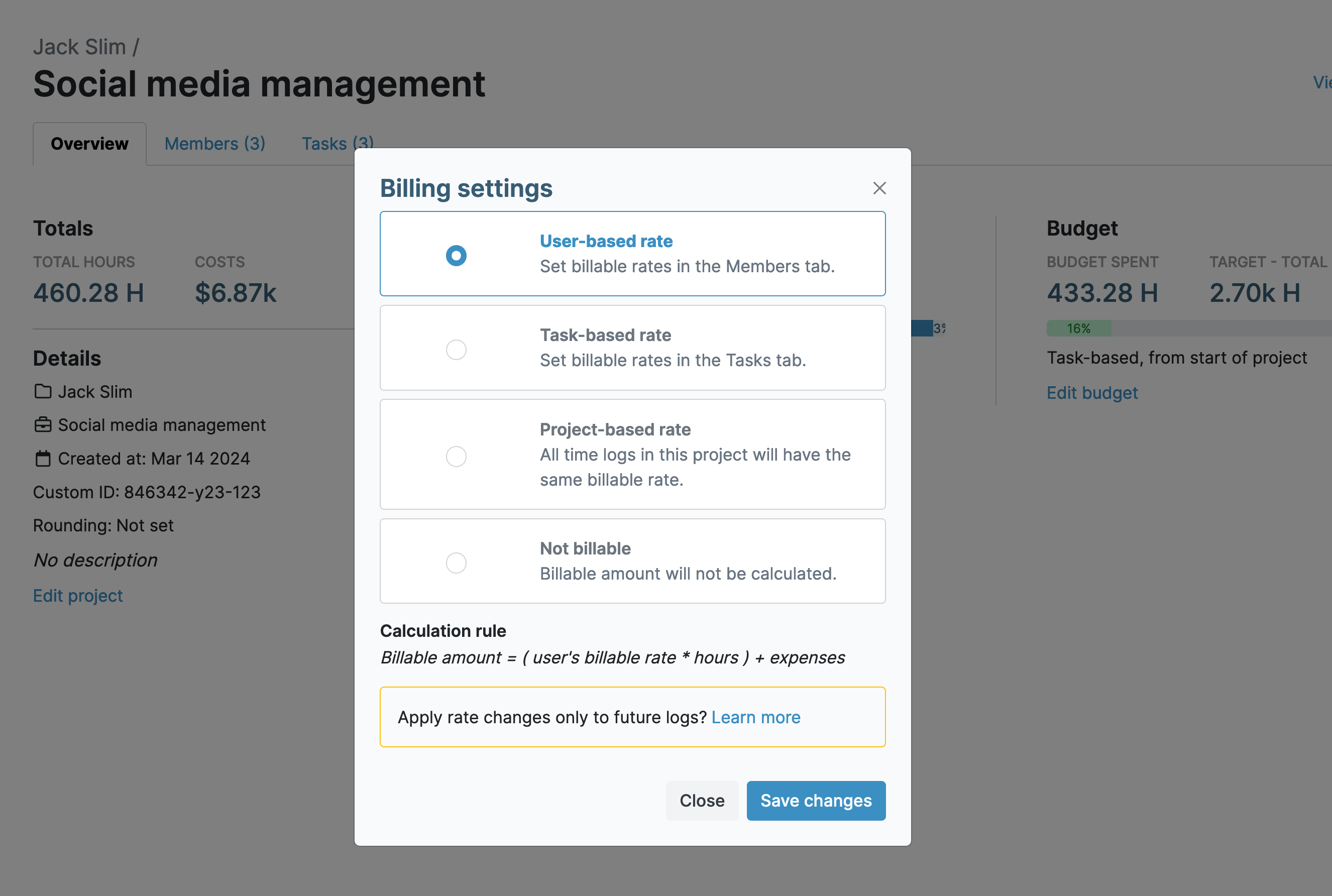 Flexible project billing