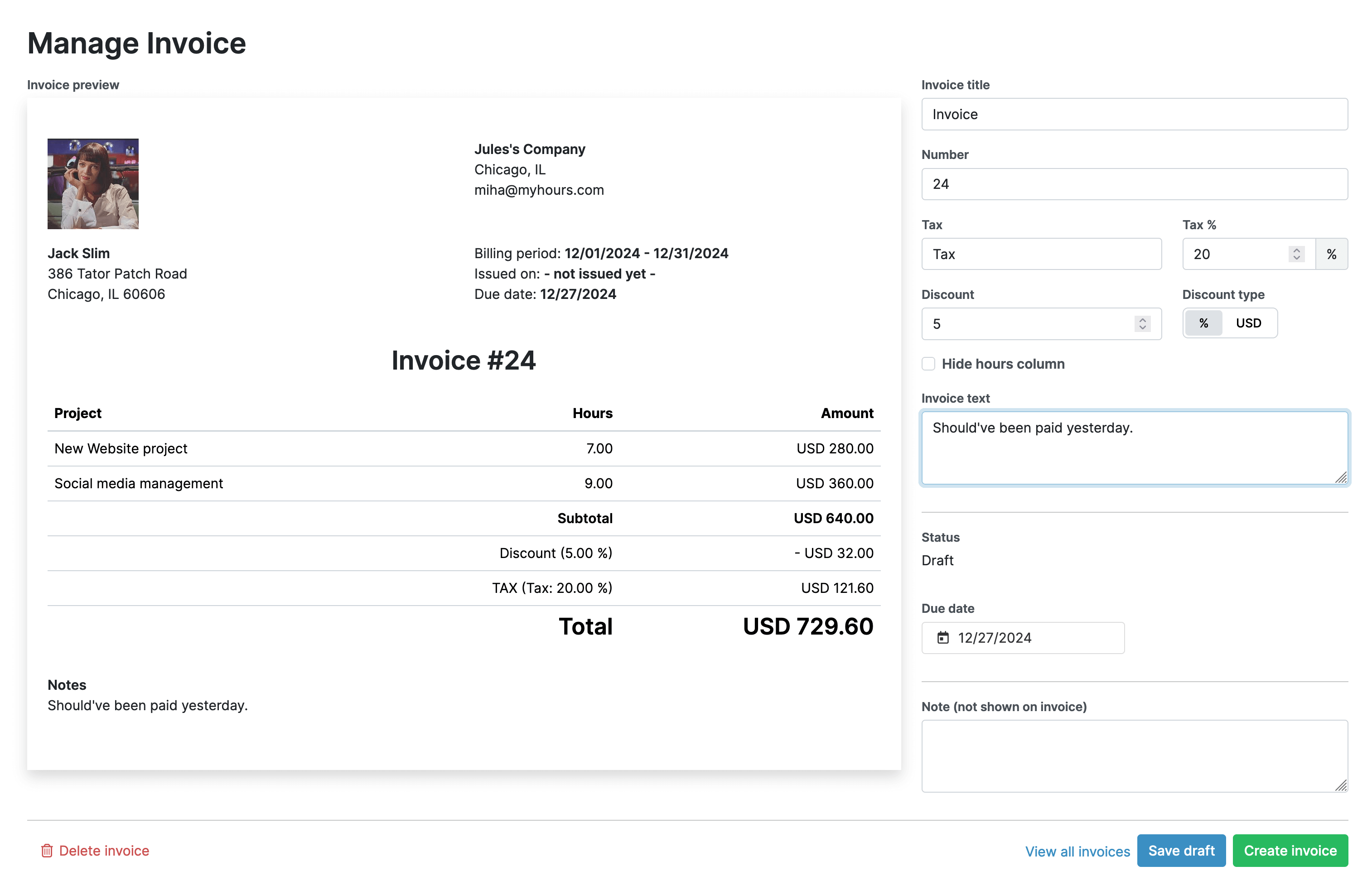 Invoice clients