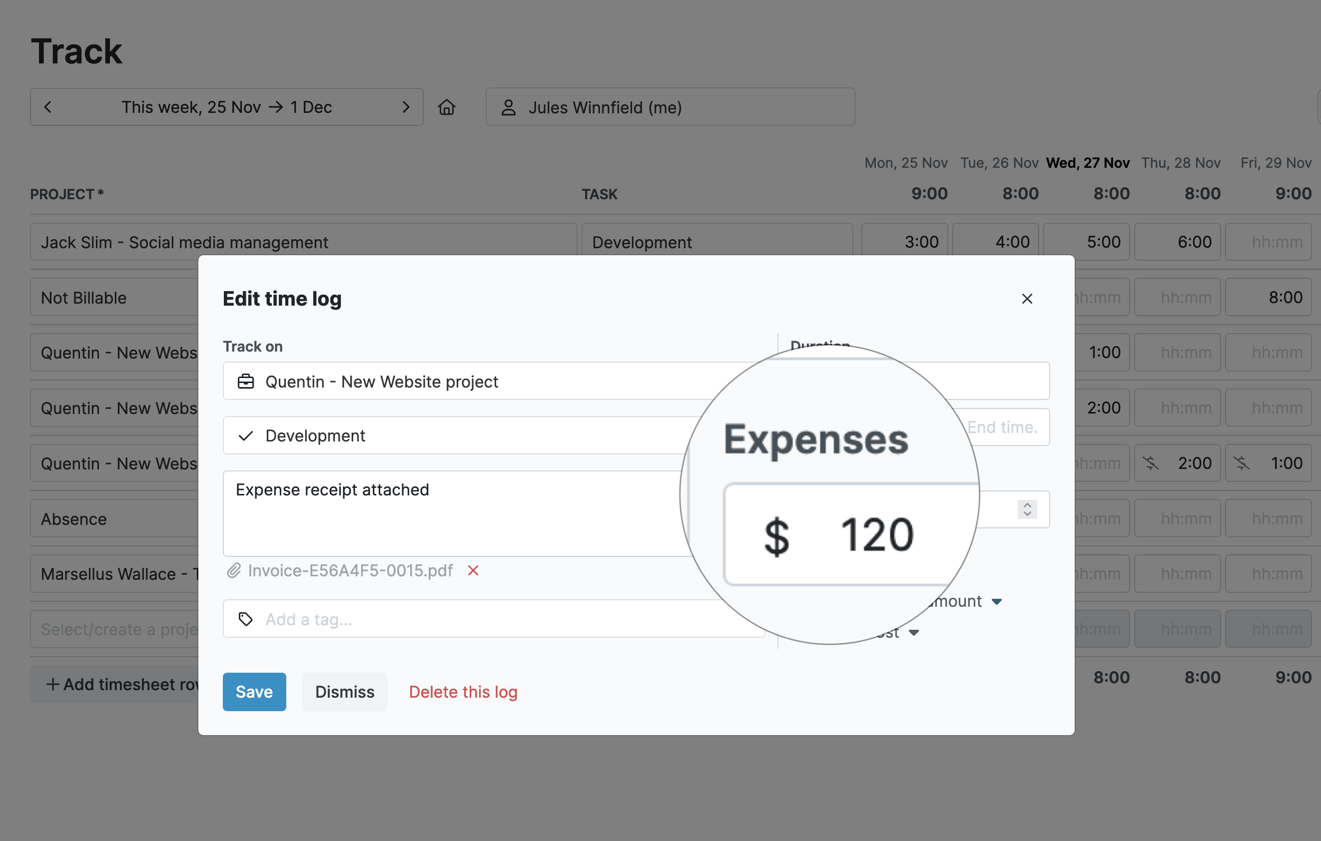 Project based billable rate