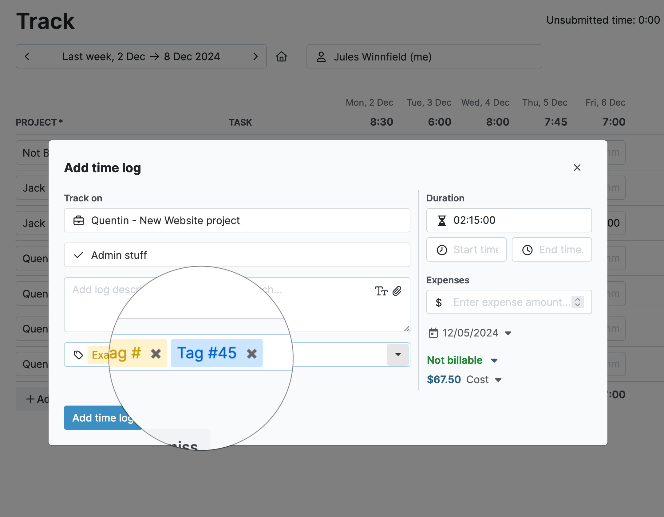 Time tracking with tags