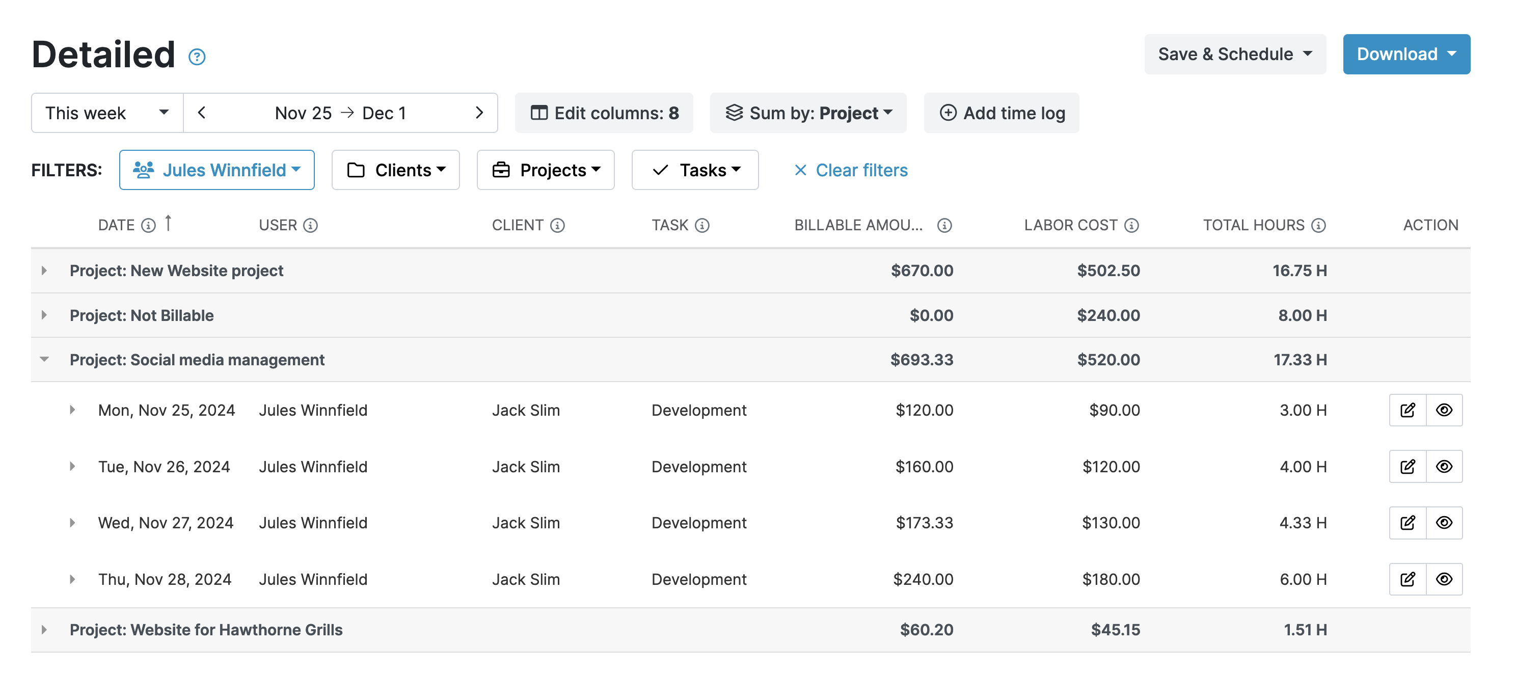 Task billable rate