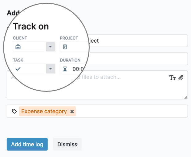 Track time on client project and task
