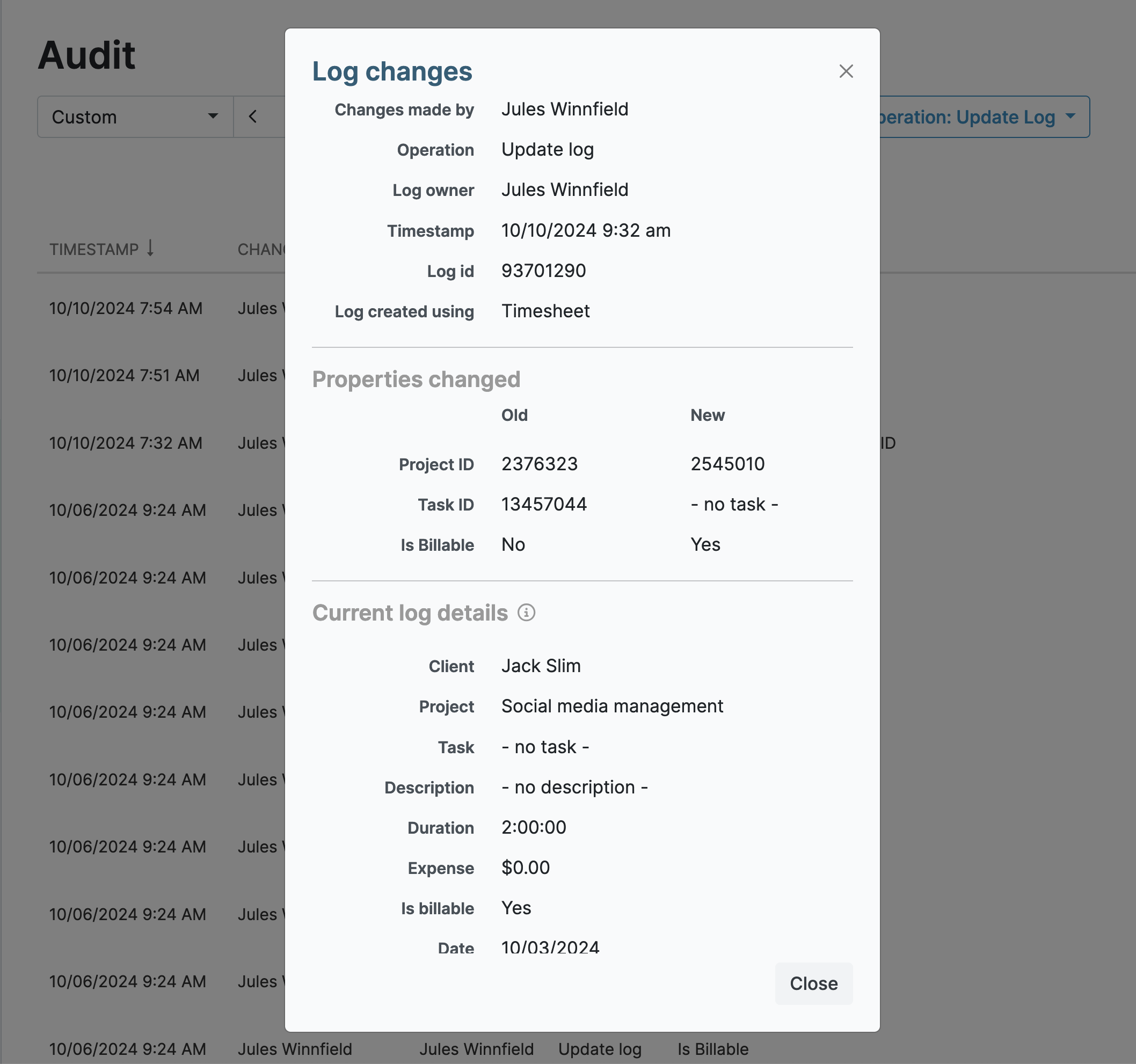 audit log
