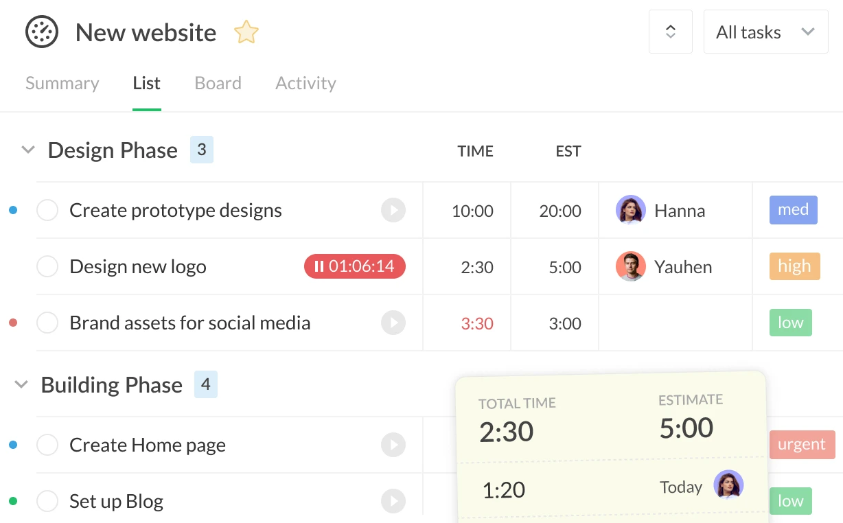 Best time project time tracking app
