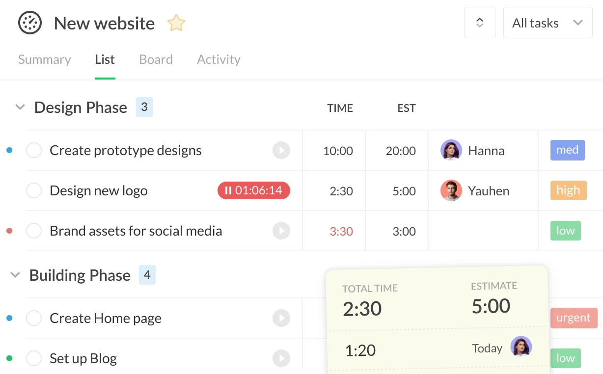 Best time project time tracking app