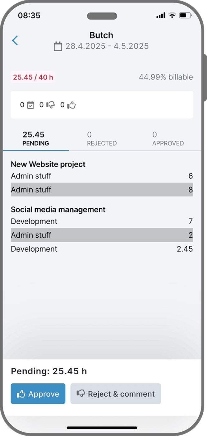 approve timesheets on the go
