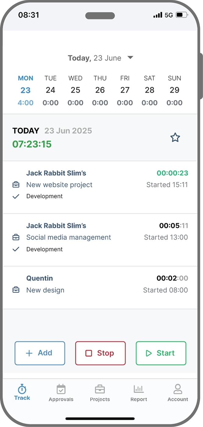 Mobile time tracking