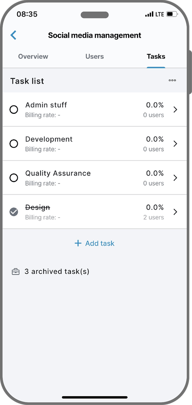 Organize your projects and tasks from your mobile device