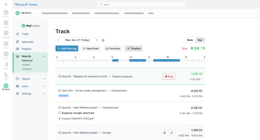 Time tracking reports in MS Teams