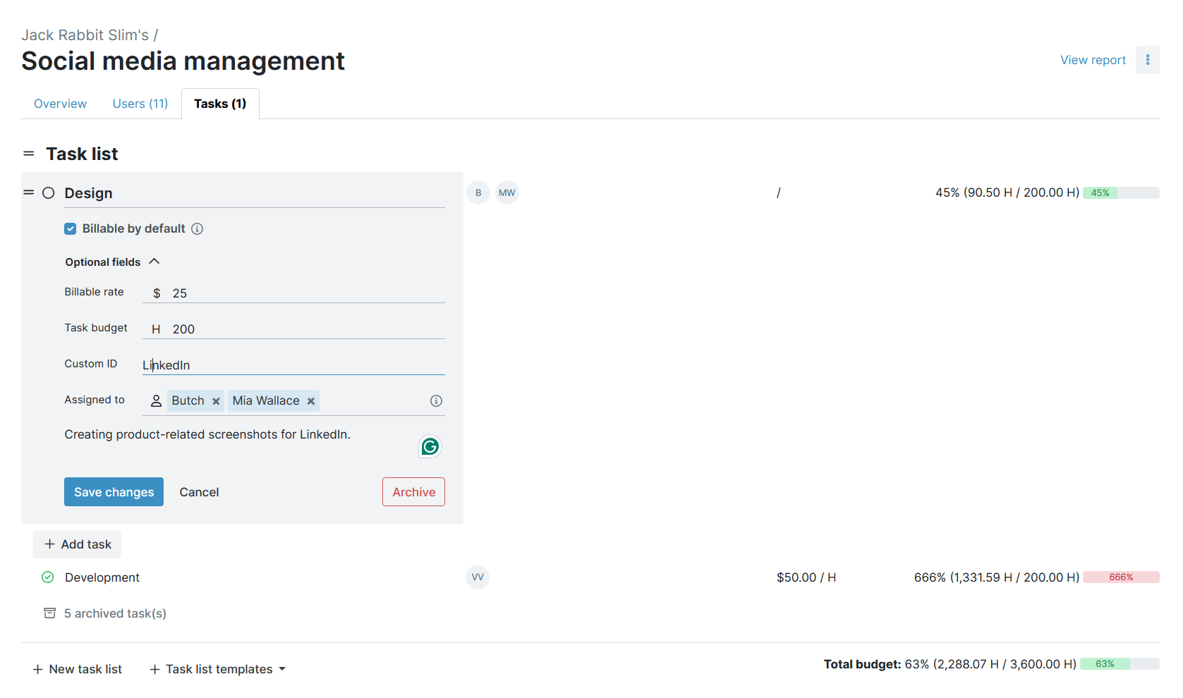 Manage tasks