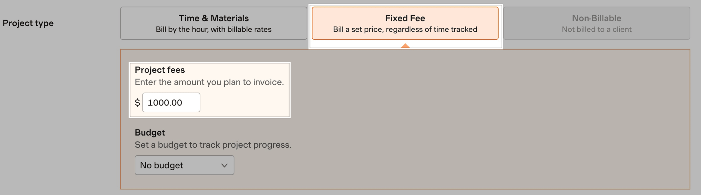 Harvest budget settings