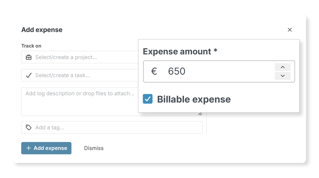Expense entry form in My Hours