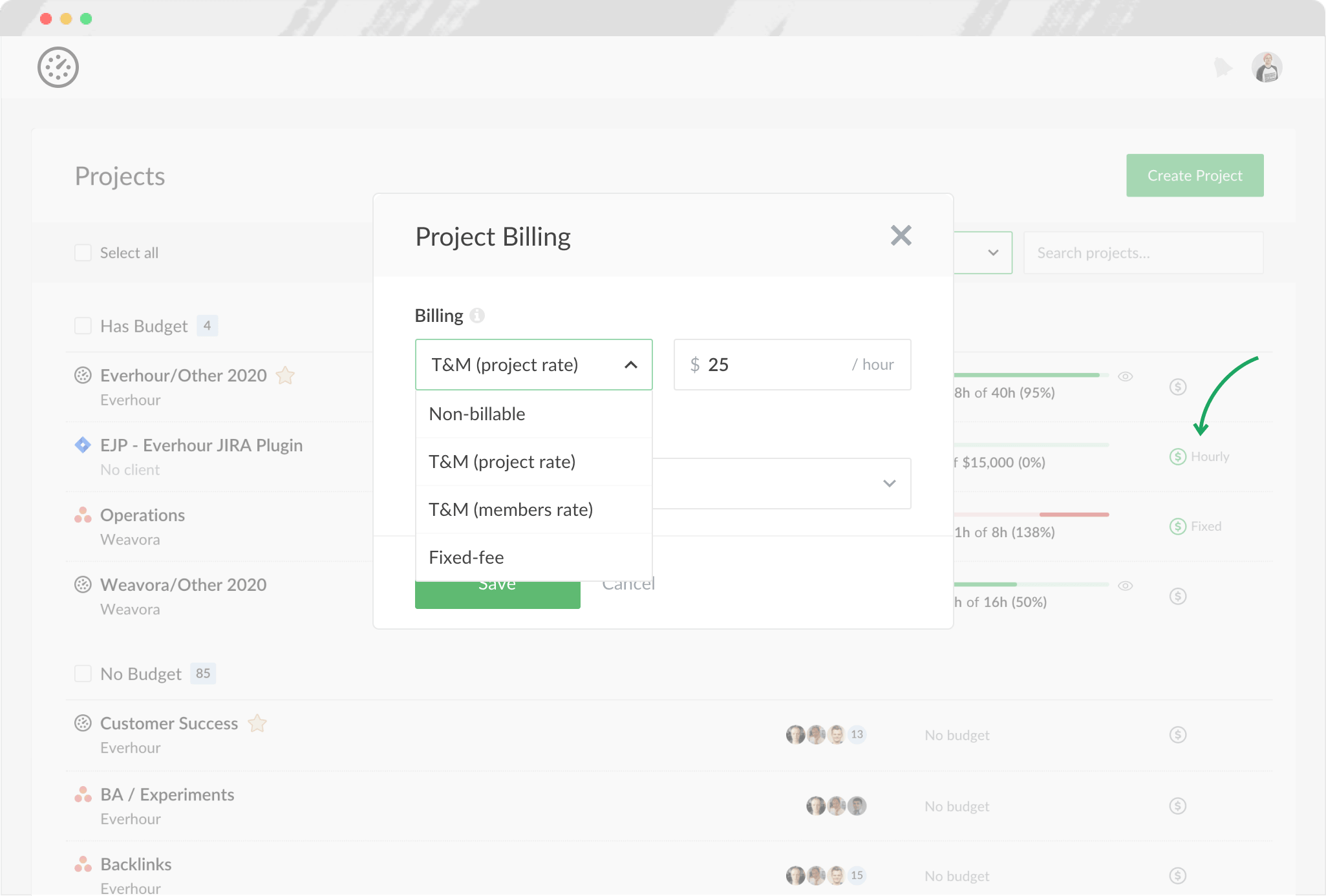Everhour billing settings