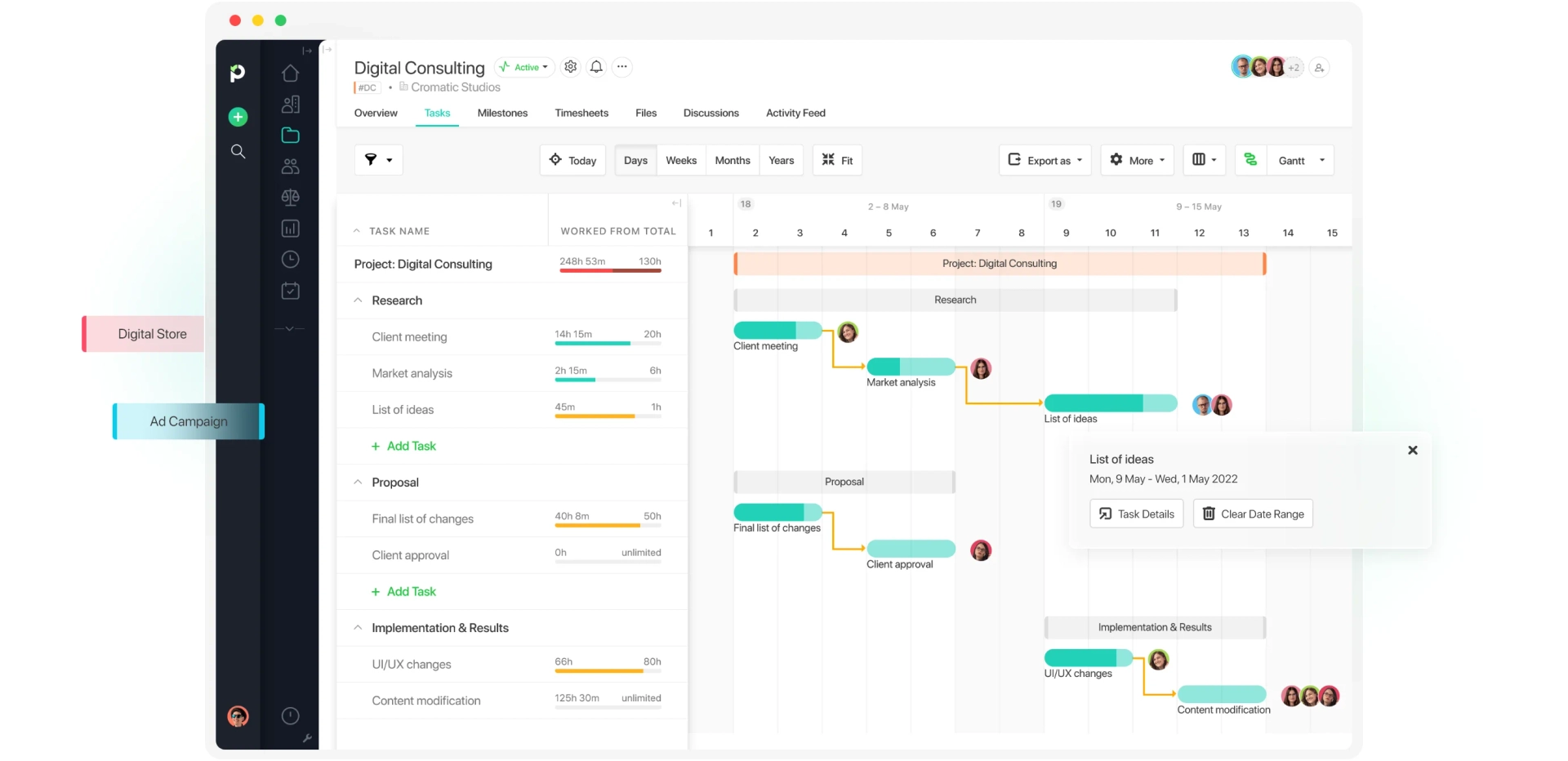 Paymo Gantt charts