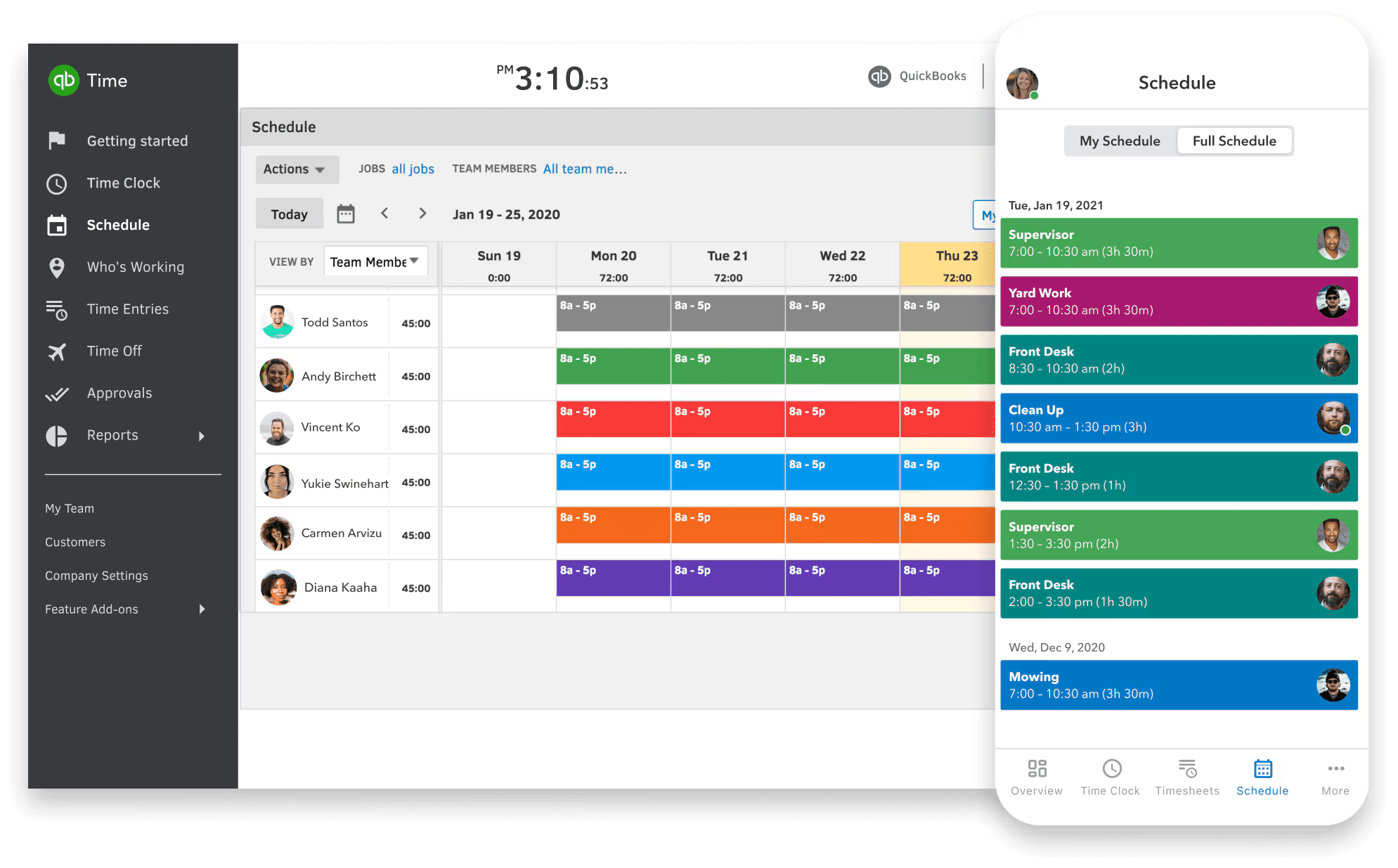 Quickbooks time schedule