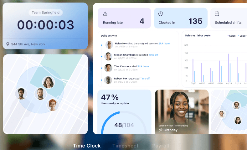 Connecteam report about employers: who clocked in, who's running late ...