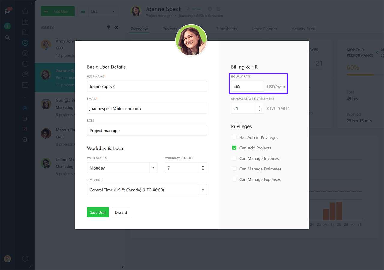 Paymo hourly rate