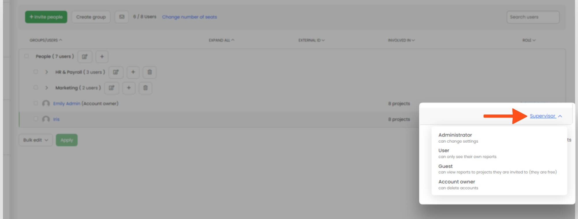 TimeCamp user roles