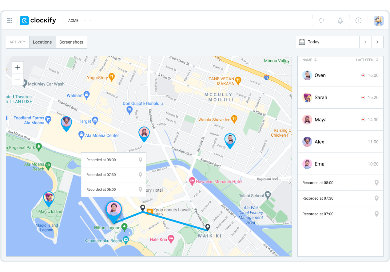 Clockify location tracking