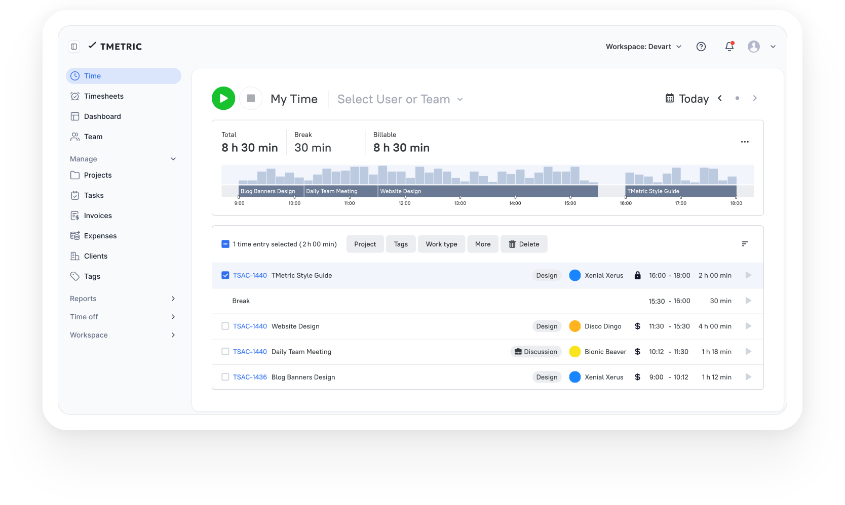 TMetric time tracking