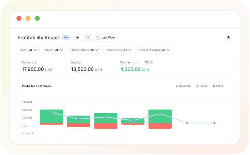 TMetric profitability report