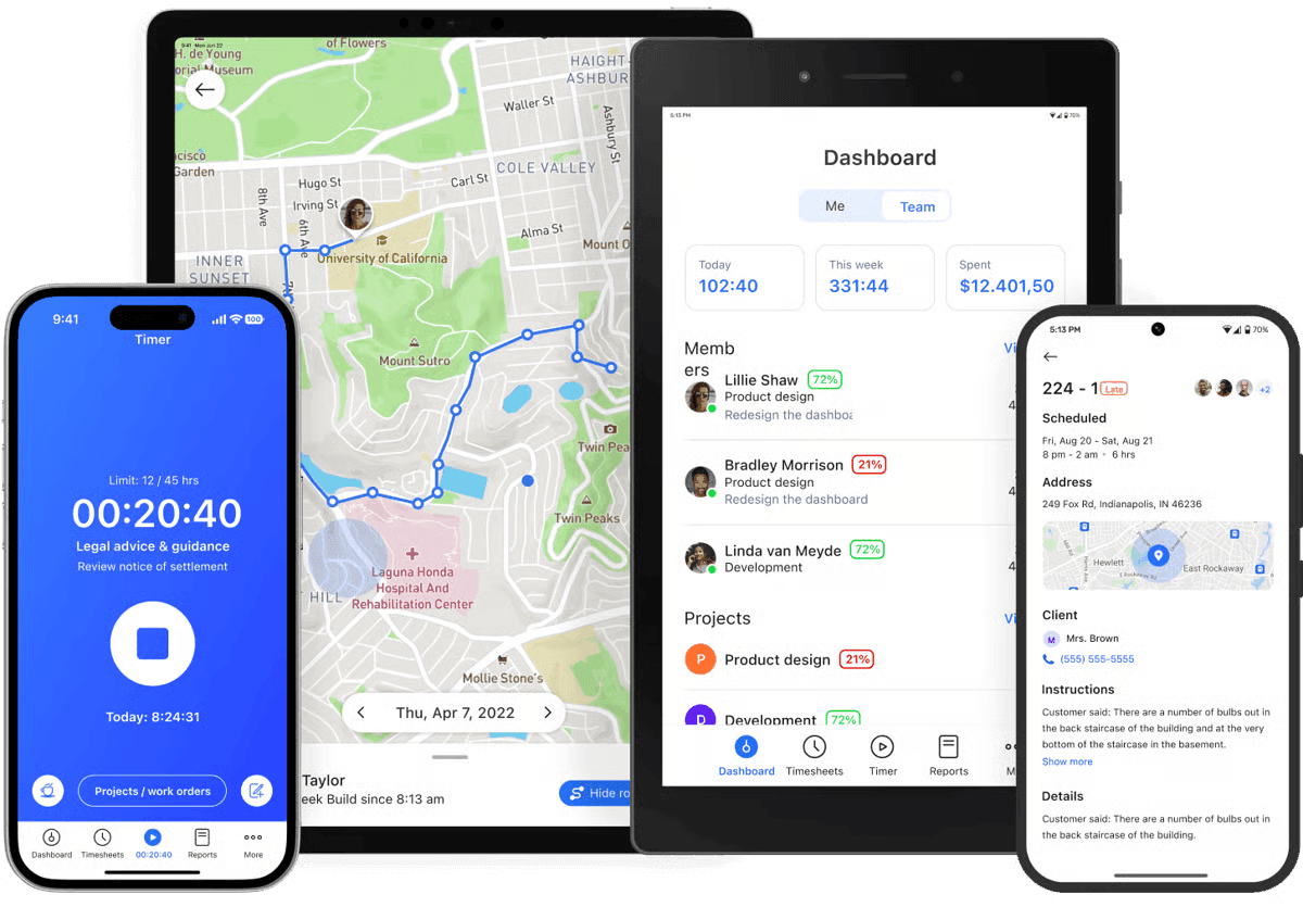 Hubstaff mobile app display