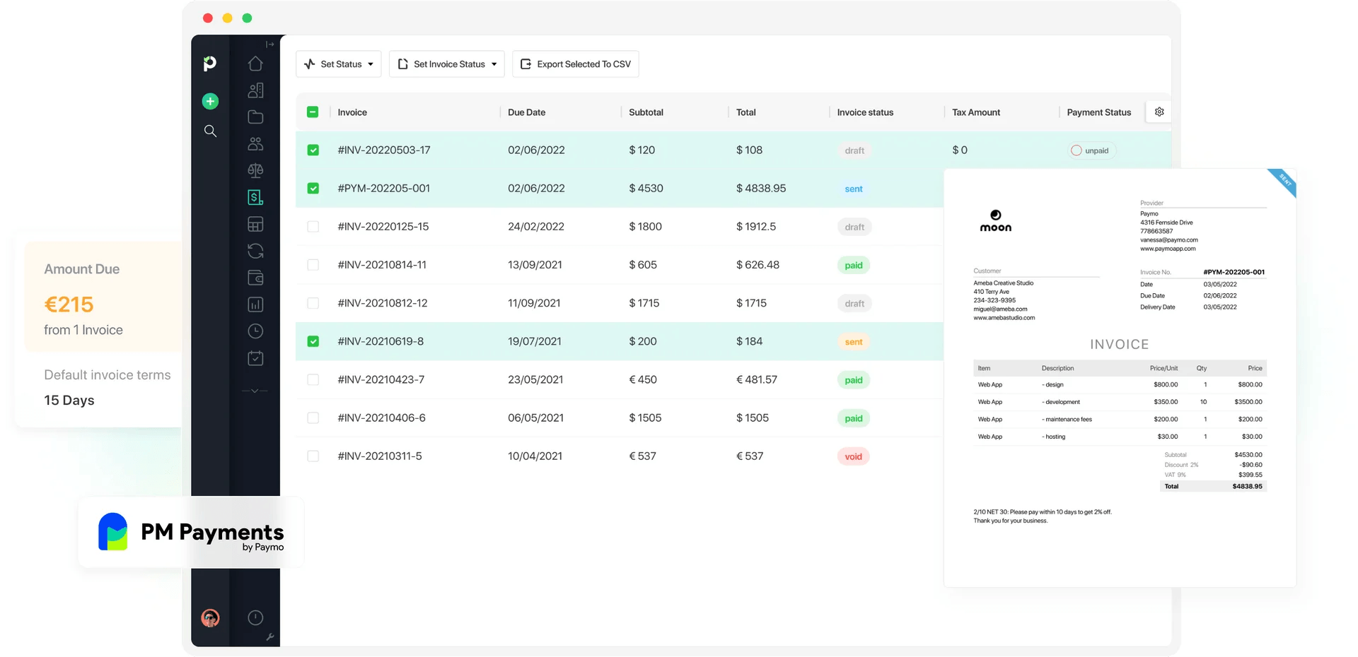 Paymo invoices