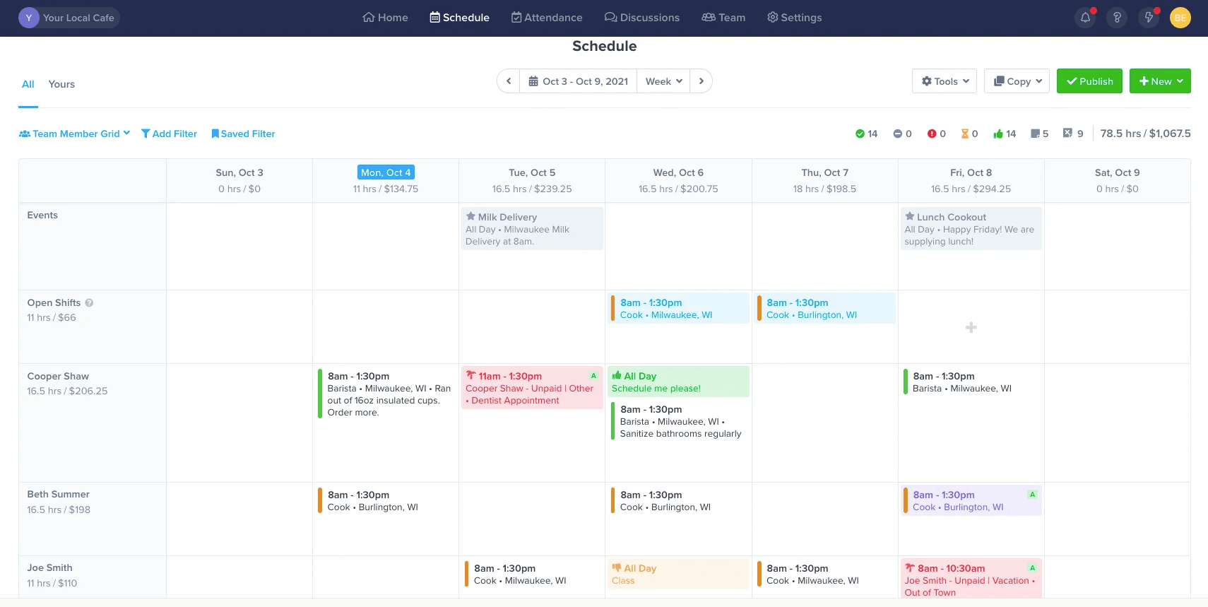 ZoomShift schedule