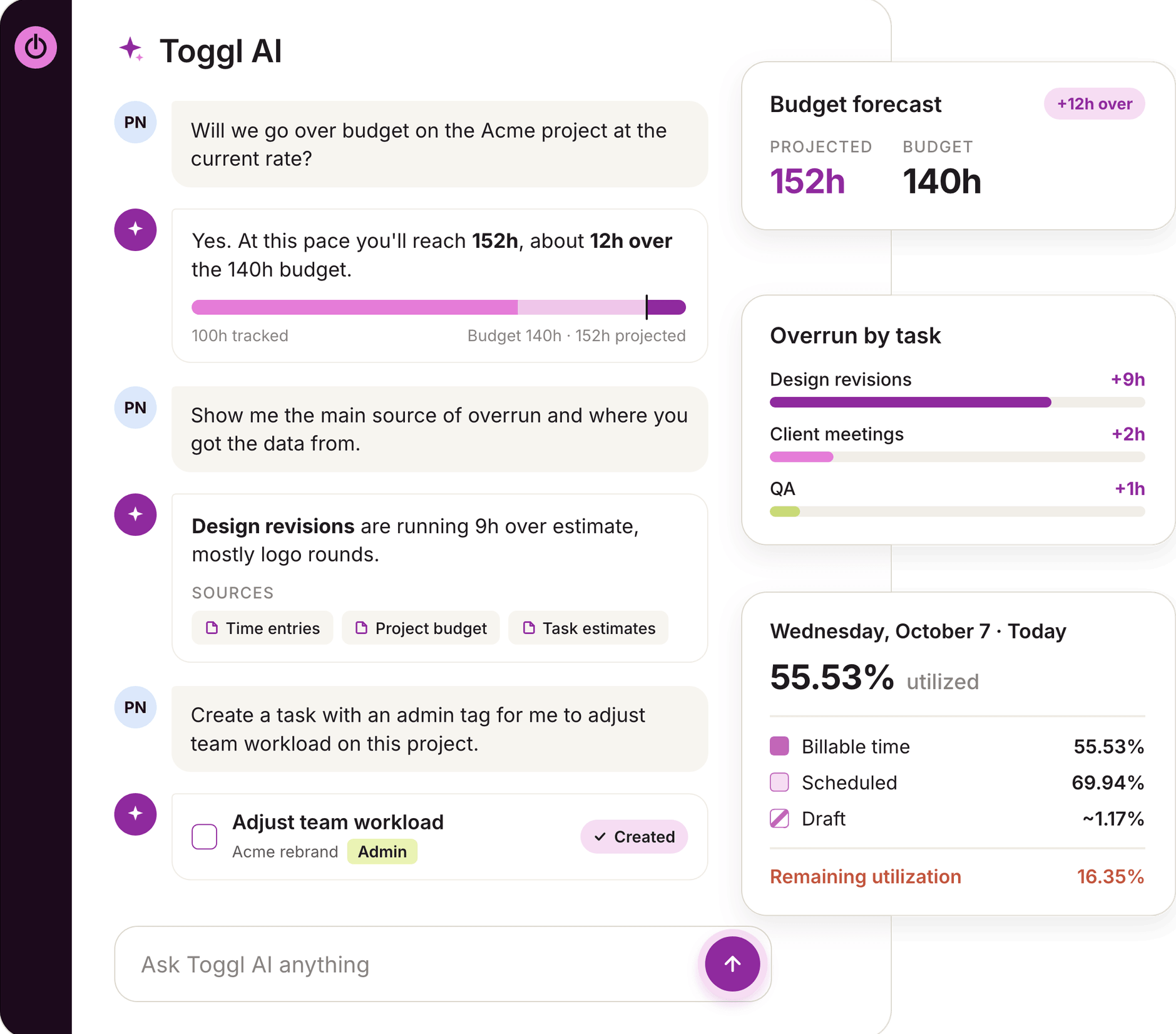Toggl AI assistant