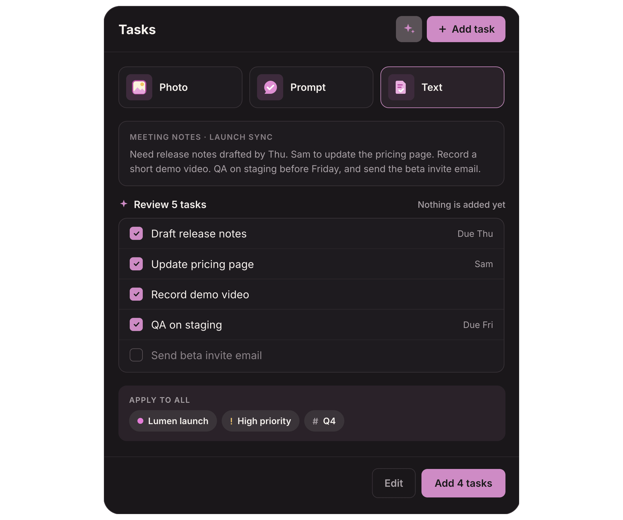 Toggl AI task planning