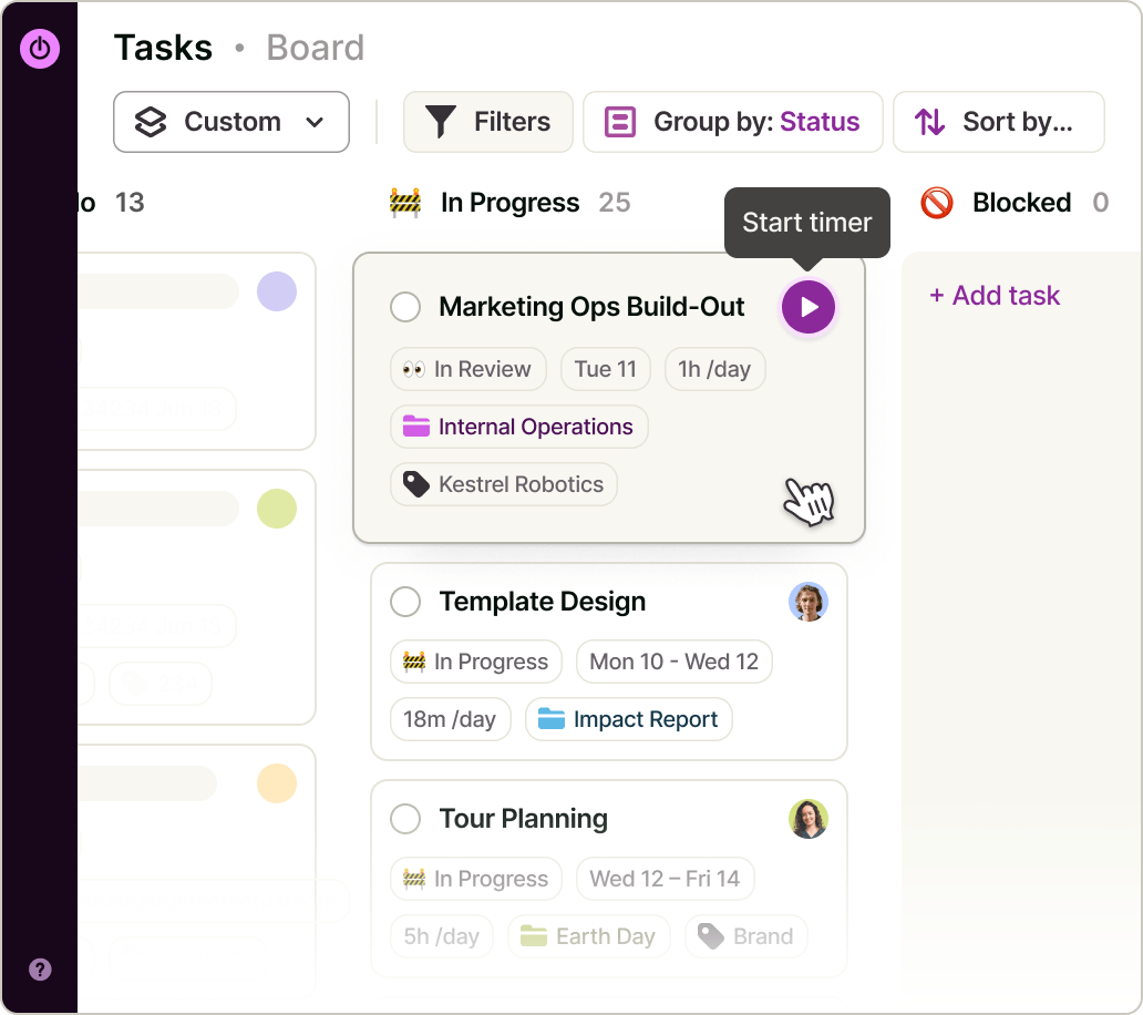 Toggl board view
