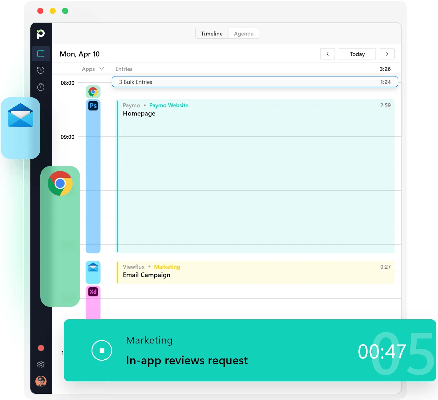 Paymo Automatic background time tracking
