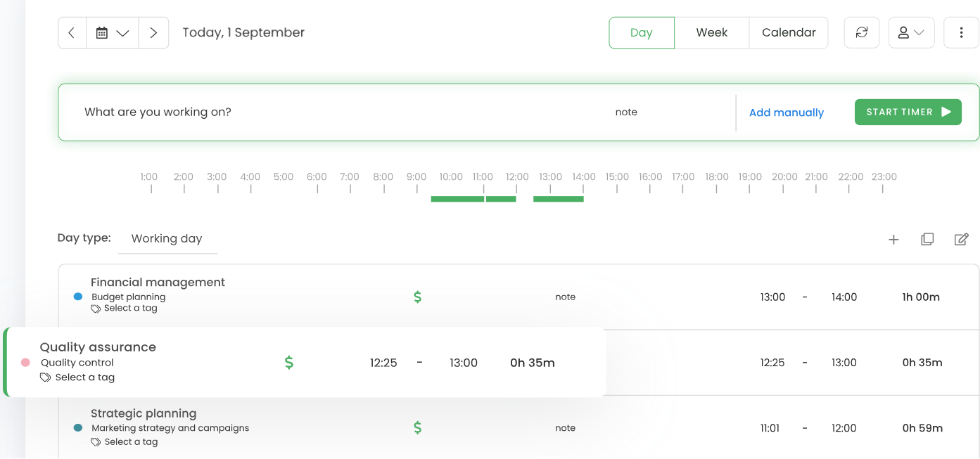 TimeCamp automatic time tracking, timer