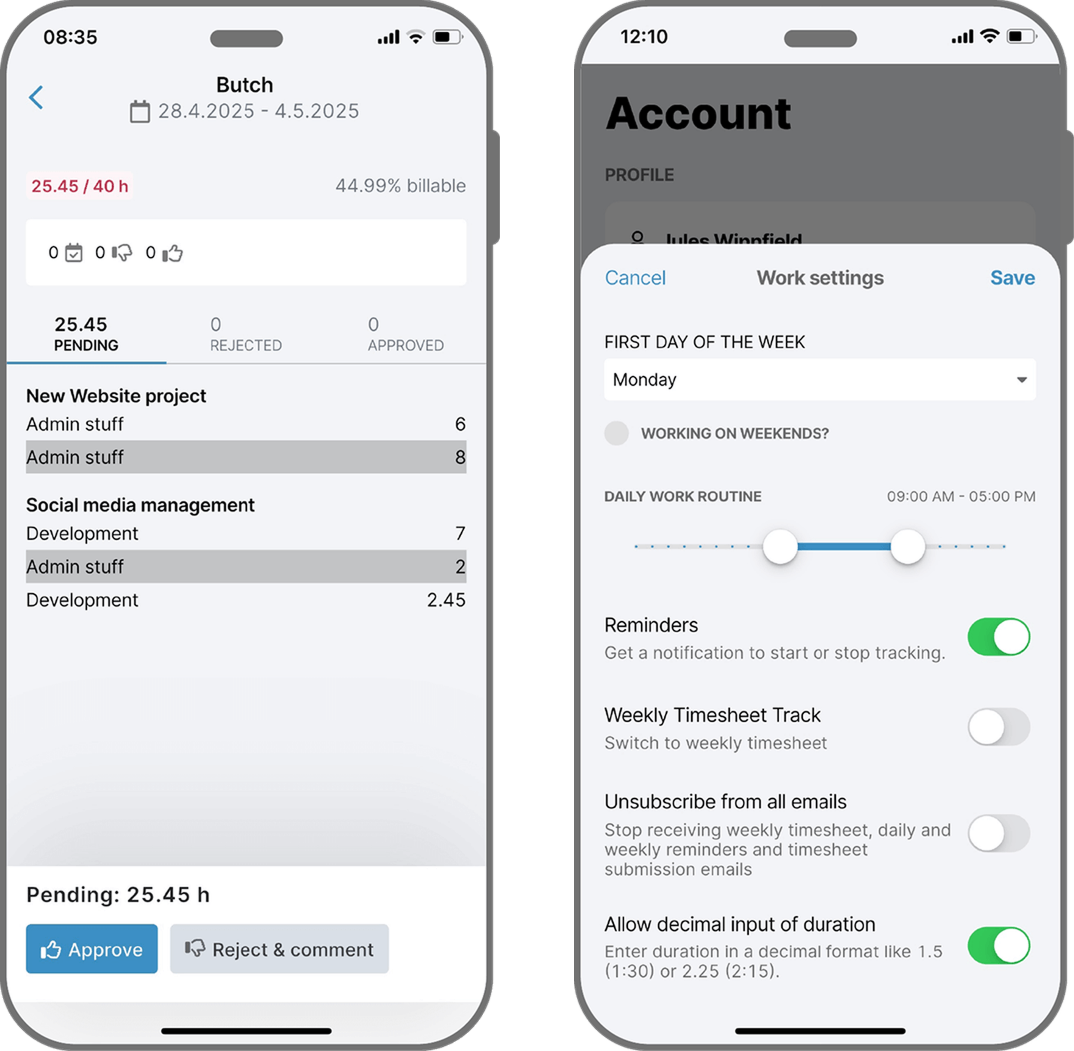 Mobile approvals and reminders